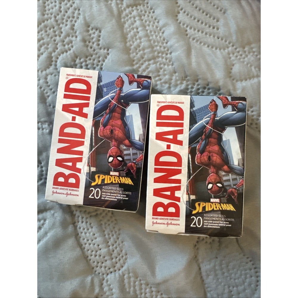 2 Pack Band-Aid Brand 40 Adhesive Bandages  Marvel Spiderman Assorted Sizes
